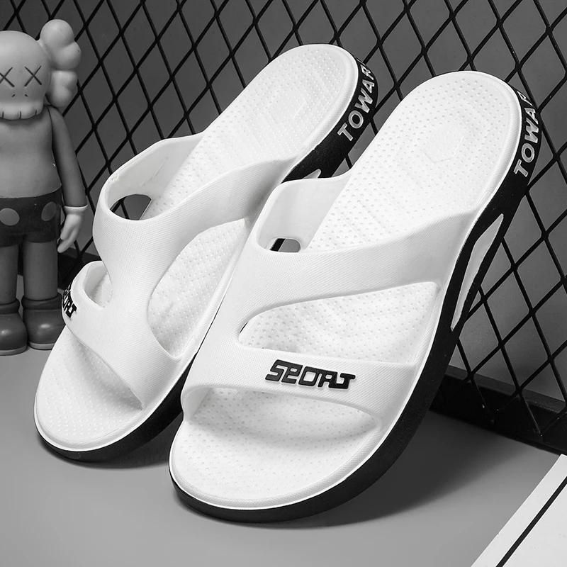 Mode Herren Hausschuhe PVC Weiche Sohle Rutschfeste Folien Lässige Outdoor Strand Flip Flops Home Badezimmer Paare Hausschuhe Neue Sandale 45 von Joom DACH