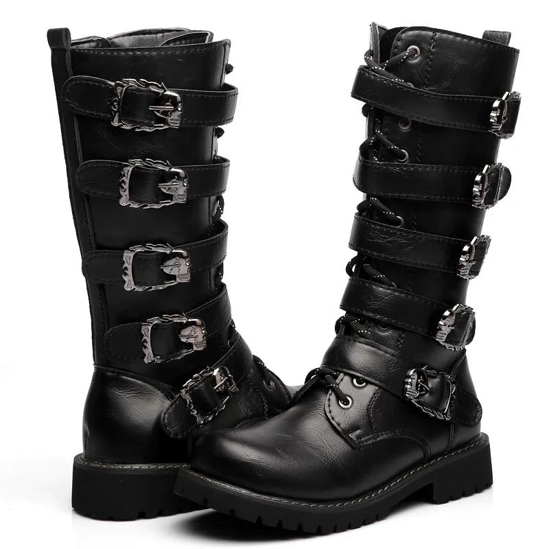 Mode Herren Leder Motorradstiefel Mid-Calf Kampfstiefel Gothic Gürtel Punk Stiefel Männer Schuhe Boot Botas Hombre 37 schwarz Mode Herren Leder Motorradstiefel Mid-Calf Kampfstiefel Gothic Gürtel Punk Stiefel Männer Schuhe Boot Botas Hombre 37 schwarz von Joom DACH