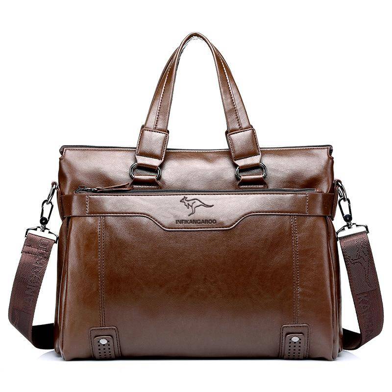 Mode Herren Rindsleder Business Aktentasche Umhängetasche Männlicher Messenger Große Kapazität Computertasche 39cm*8cm*30cm braun von Joom DACH