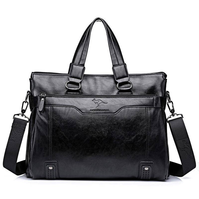 Mode Herren Rindsleder Business Aktentasche Umhängetasche Männlicher Messenger Große Kapazität Computertasche 39cm*8cm*30cm schwarz von Joom DACH