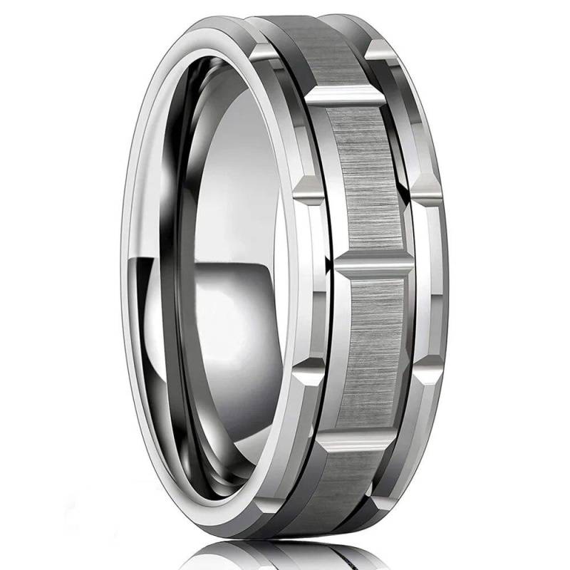Mode Herren Silber Farbe Schwarz Edelstahl Ring Groove Multi-Facetten Ring Für Männer Frauen Verlobungsring Jahrestag Geschenke 13 von Joom DACH