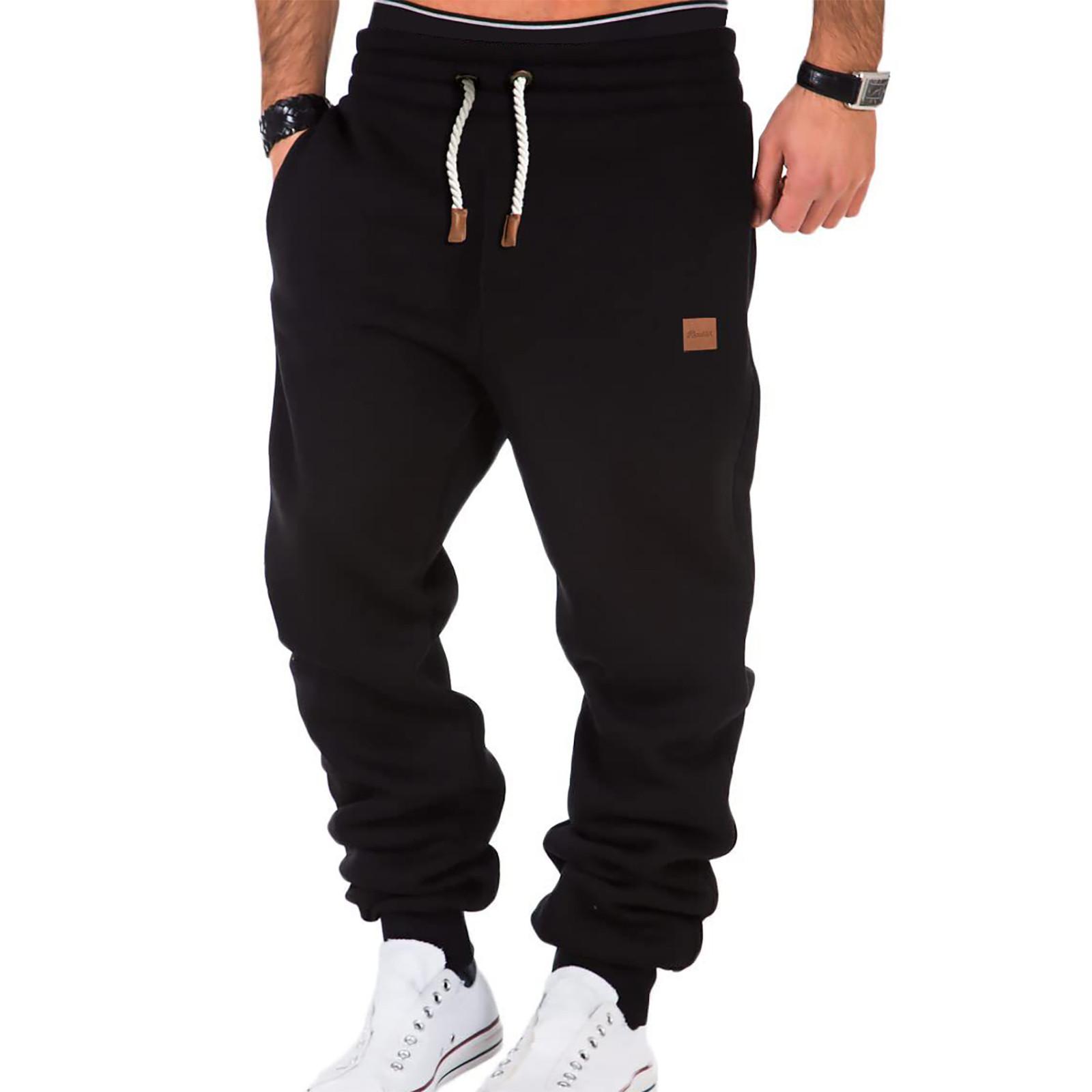 Mode Herren Sport Farbe Verband beiläufige lose Jogginghose Kordelzug Hose XL schwarz von Joom DACH