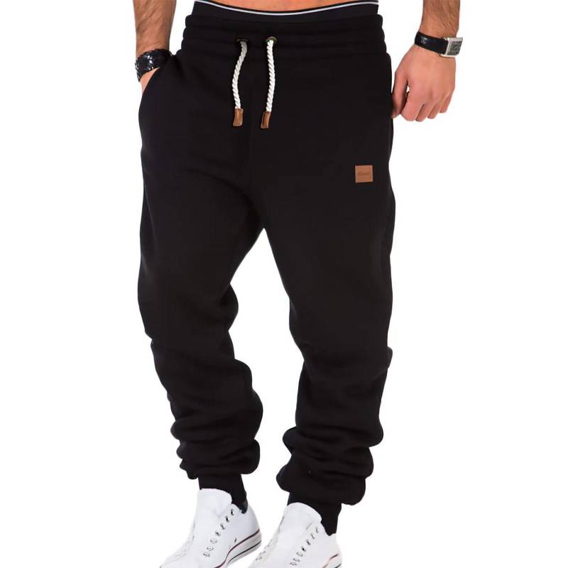 Mode Herren Sport Farbe Verband beiläufige lose Jogginghose Kordelzug Hose XXXL schwarz von Joom DACH