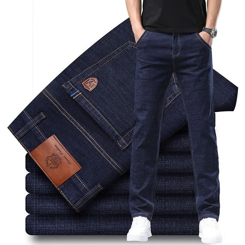Mode Herren Stretch Locker Gerade Jeans Lässig Elastisch Slim Fit Denimhose Männlich Businesshose Große Größe 28 40 34 von Joom DACH