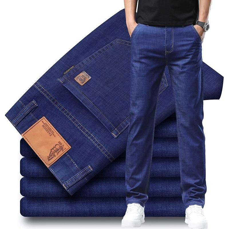 Mode Herren Stretch Locker Gerade Jeans Lässig Elastisch Slim Fit Denimhose Männlich Businesshose Große Größe 28 40 36 von Joom DACH