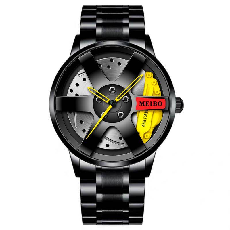 Mode Herren Uhren Luxus Quarz Armbanduhren für Männer Edelstahl Uhr Casual Business Männliche Uhr gelb/schwarz von Joom DACH