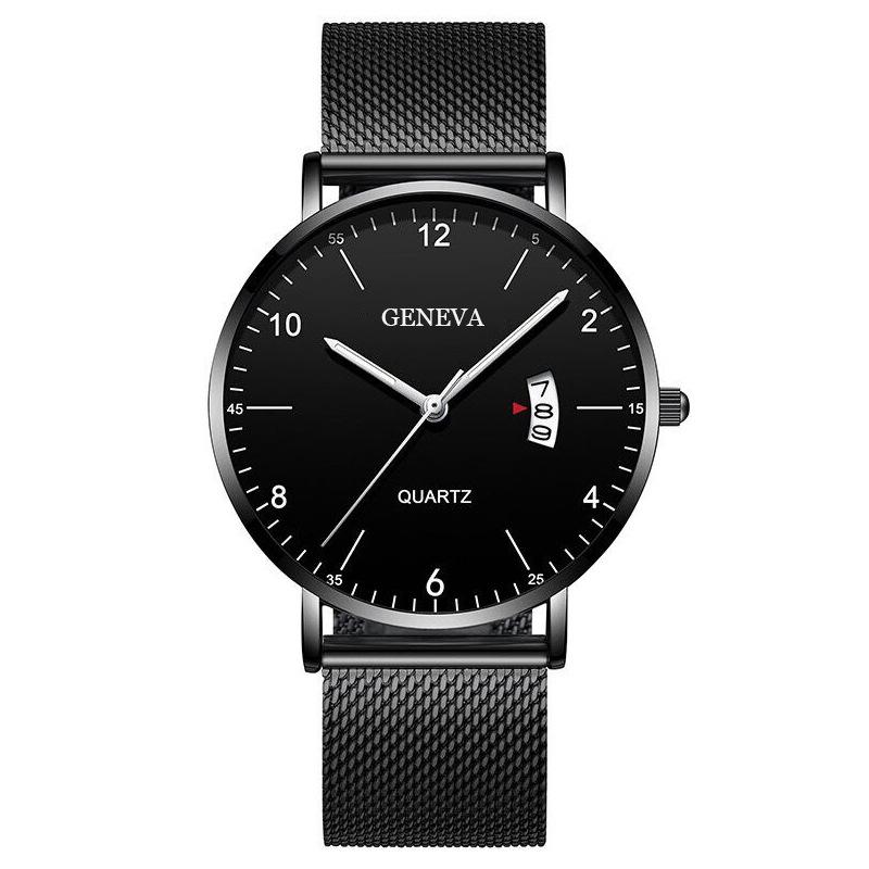 Mode Herren Uhren Top Marke Luxus Edelstahl Quarz Uhr für Männer Einfache Ultra Dünne Männliche Business Armbanduhr Uhr Geschenk schwarz grau von Joom DACH