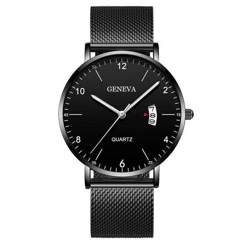 Mode Herren Uhren Top Marke Luxus Edelstahl Quarz Uhr für Männer Einfache Ultra Dünne Männliche Business Armbanduhr Uhr Geschenk schwarz grau von Joom DACH