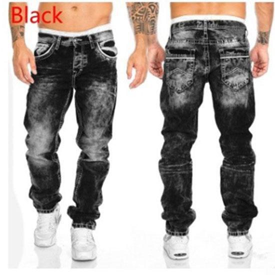 Mode Hip Hop Blaue Straight Jeans Herren Baggy Hosen Retro Streetwear Waschung Mann Locker Weites Bein Denim Hose S schwarz von Joom DACH