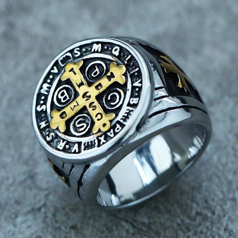 Mode Hip-Hop Männer Kreuz Ring Gold Luxus Titan Stahl Fingerring für Männer Punk Schmuck Jungen Streetwear Zubehör 10 weiß von Joom DACH