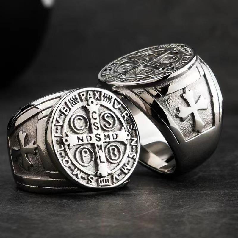Mode Hip-Hop Männer Kreuz Ring Gold Luxus Titan Stahl Fingerring für Männer Punk Schmuck Jungen Streetwear Zubehör 14 von Joom DACH