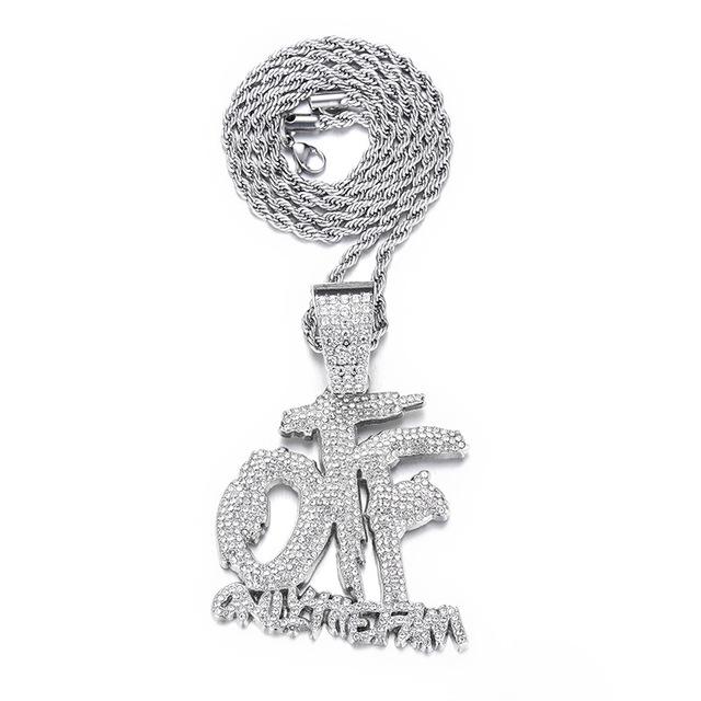Mode Hip Hop Männer Kristall OTF Buchstaben Anhänger Halskette 13mm Bling Strass kubanische Kette Iced Out Halsketten Rock Schmuck Geschenk 20inch 4mm von Joom DACH