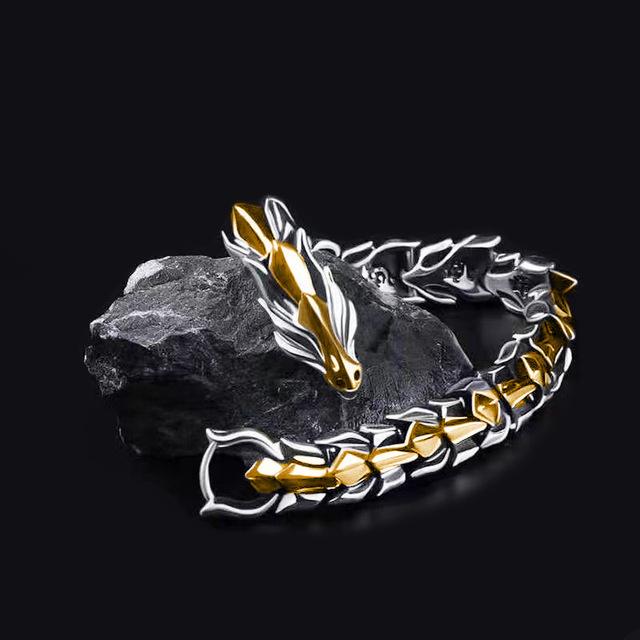 Mode Hip Hop Silber Drachen Kopf Drachen Lin Armband Retro Übertrieben männer Drachen Armband Schmuck männer Zubehör geschenke 23cm bunt von Joom DACH