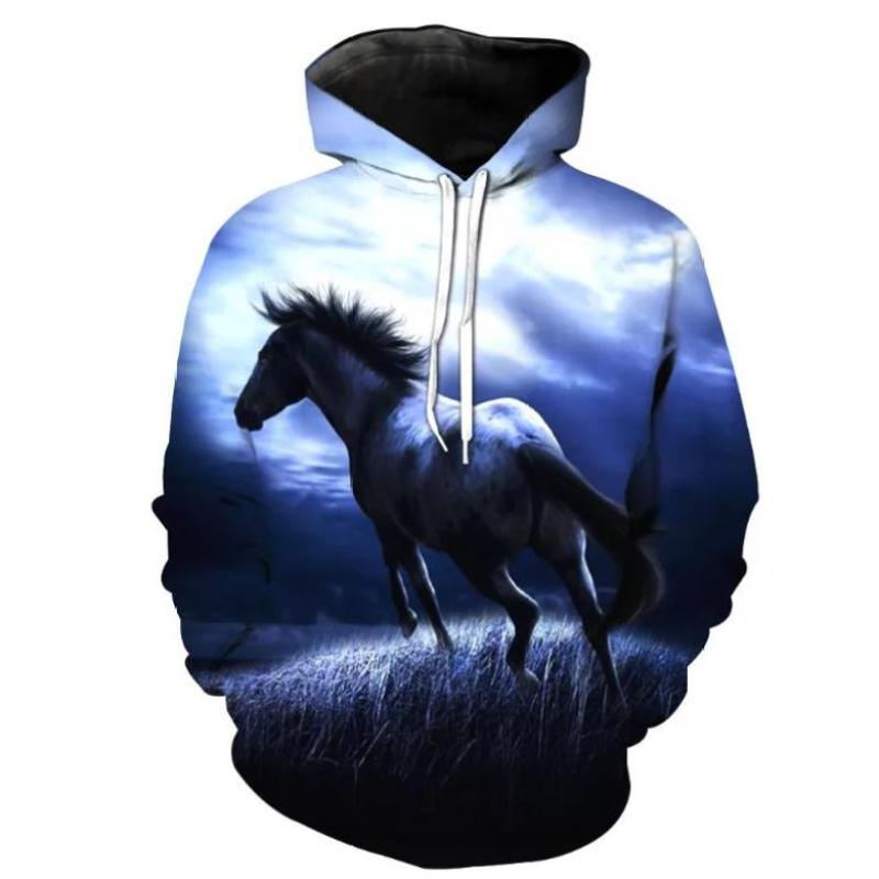 Mode Hoodies Teen Mädchen 3D Gedruckt Pferd Mit Kapuze Sweatshirt Kinder Hoodie Lose Pullover Herbst Kinder Kleidung Streetwear XXL von Joom DACH