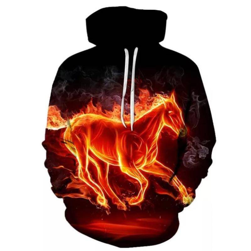 Mode Hoodies Teen Mädchen 3D Gedruckt Pferd Mit Kapuze Sweatshirt Kinder Hoodie Lose Pullover Herbst Kinder Kleidung Streetwear XXL von Joom DACH