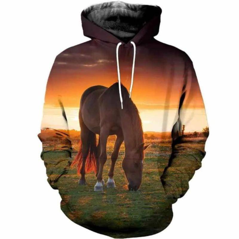 Mode Hoodies Teen Mädchen 3D Gedruckt Pferd Mit Kapuze Sweatshirt Kinder Hoodie Lose Pullover Herbst Kinder Kleidung Streetwear XXL von Joom DACH