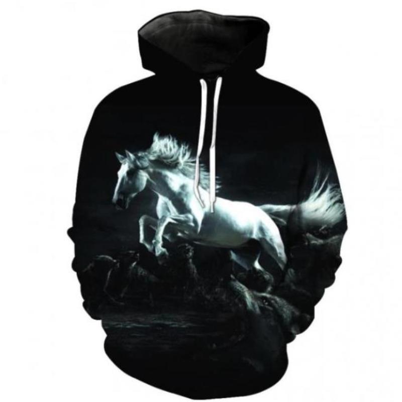 Mode Hoodies Teen Mädchen 3D Gedruckt Pferd Mit Kapuze Sweatshirt Kinder Hoodie Lose Pullover Herbst Kinder Kleidung Streetwear XXL von Joom DACH