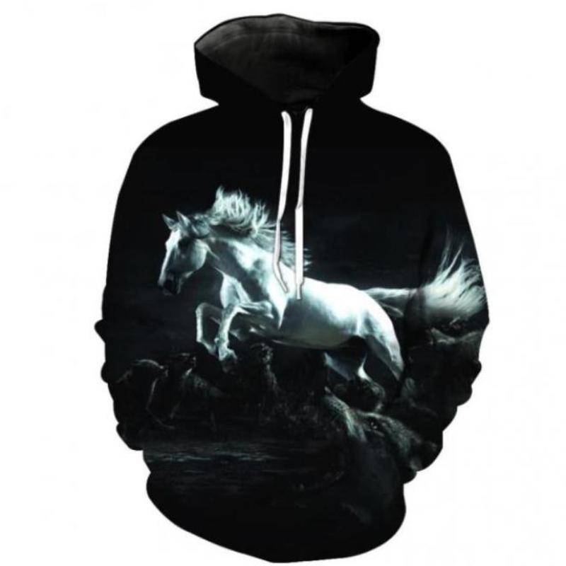 Mode Hoodies Teen Mädchen 3D Gedruckt Pferd Mit Kapuze Sweatshirt Kinder Hoodie Lose Pullover Herbst Kinder Kleidung Streetwear XXL von Joom DACH