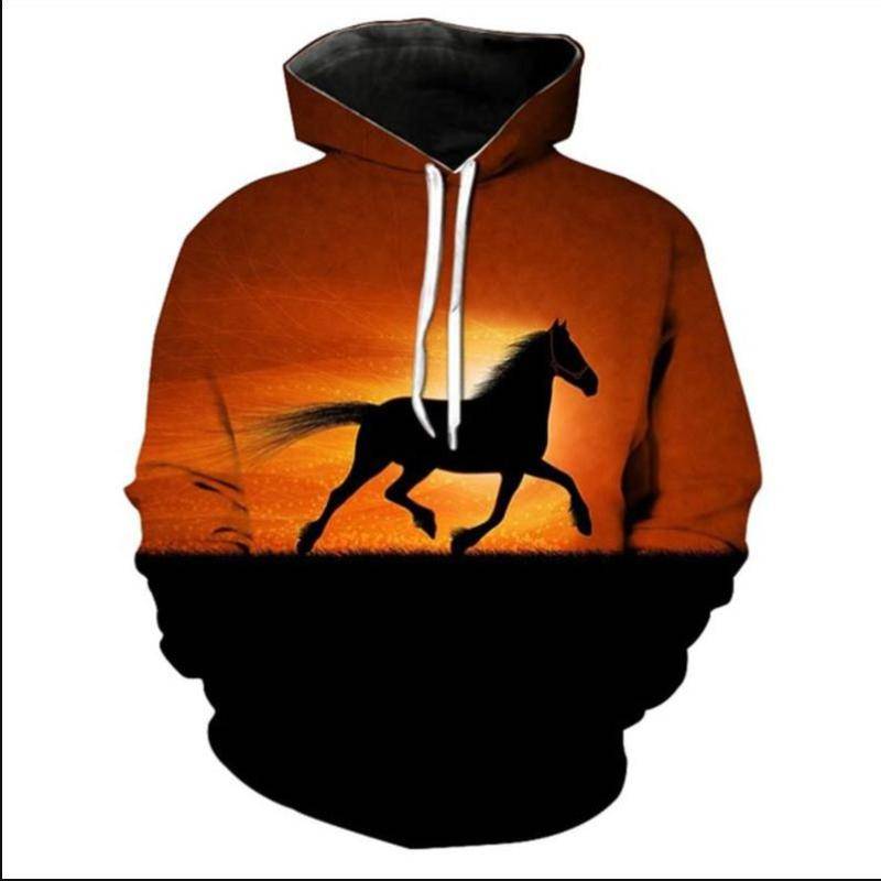 Mode Hoodies Teen Mädchen 3D Gedruckt Pferd Mit Kapuze Sweatshirt Kinder Hoodie Lose Pullover Herbst Kinder Kleidung Streetwear XXL von Joom DACH