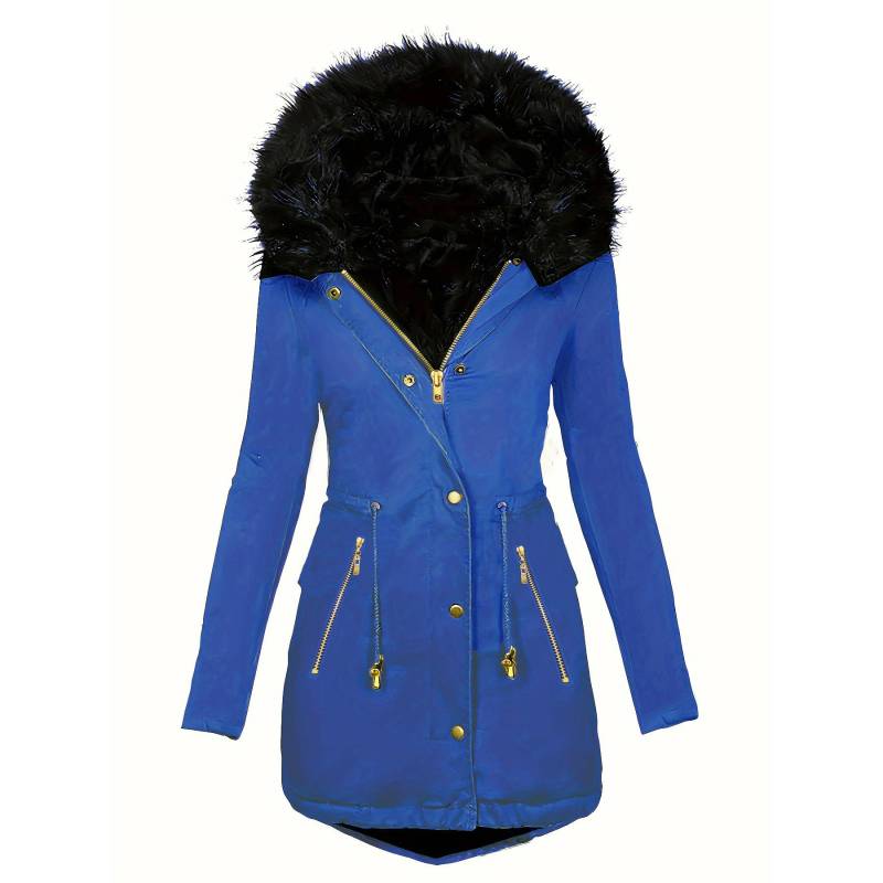 Mode Jacke Parka Damen Samt Parka Mantel Dick Warm Winter M blau von Joom DACH