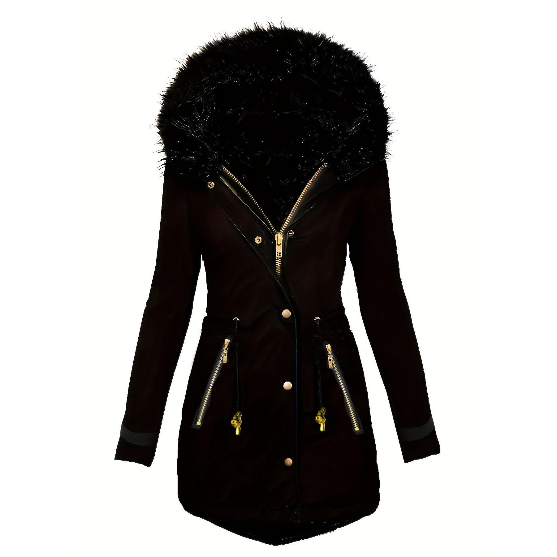 Mode Jacke Parka Damen Samt Parka Mantel Dick Warm Winter M schwarz von Joom DACH