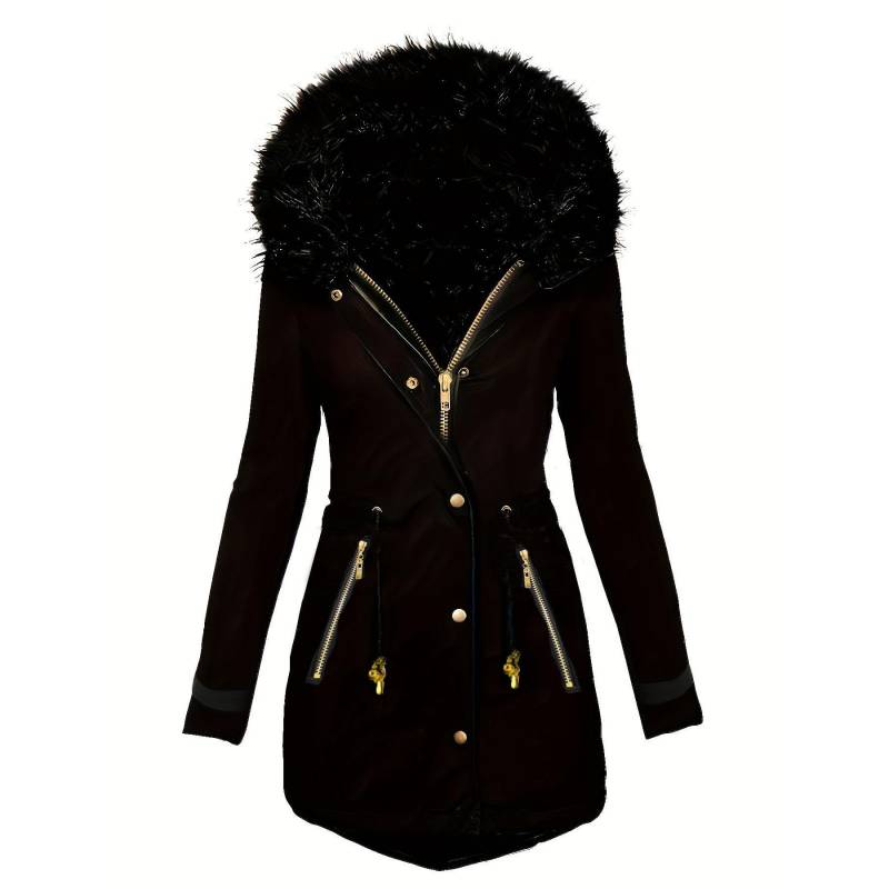 Mode Jacke Parka Damen Samt Parka Mantel Dick Warm Winter M schwarz von Joom DACH
