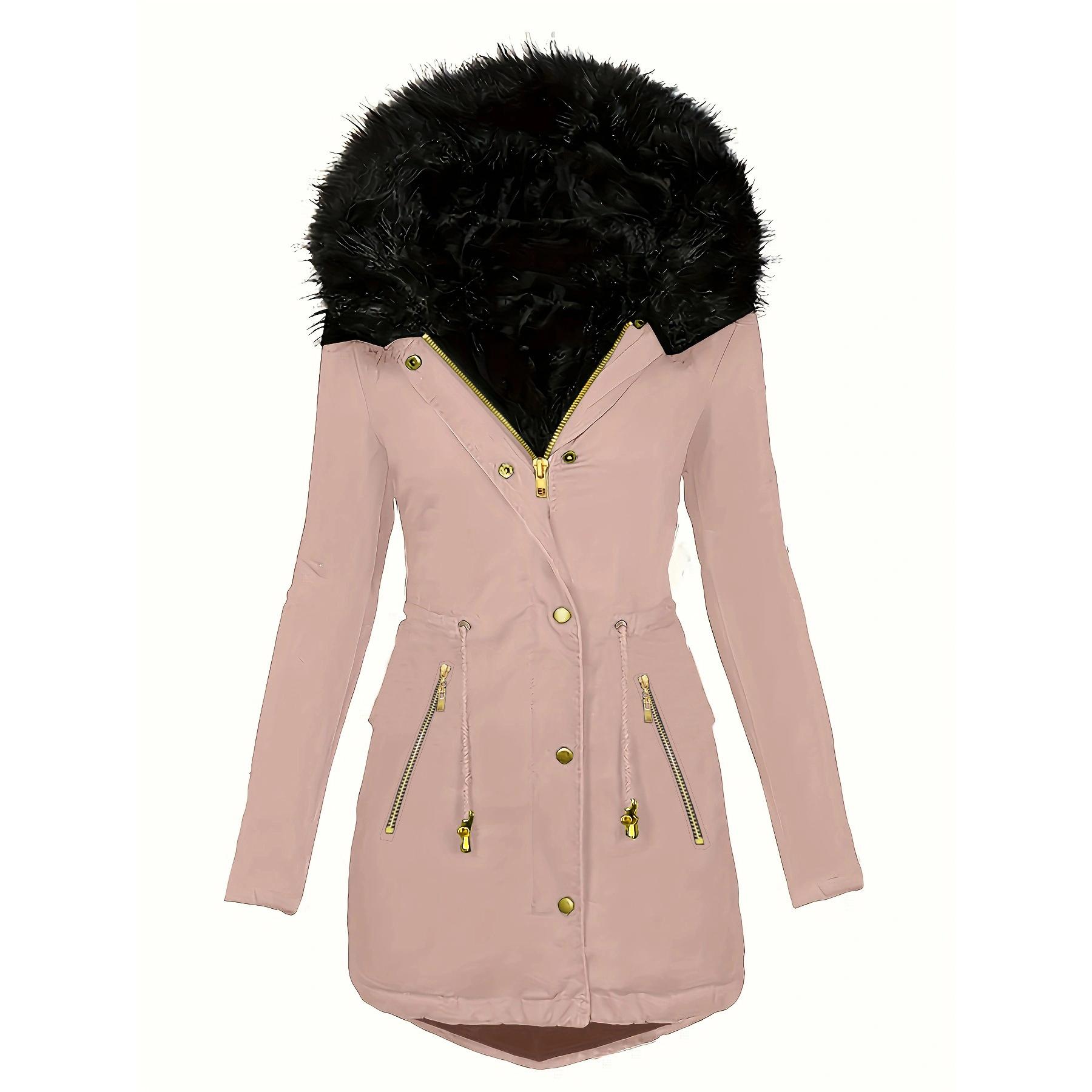 Mode Jacke Parka Damen Samt Parka Mantel Dick Warm Winter S rosa von Joom DACH