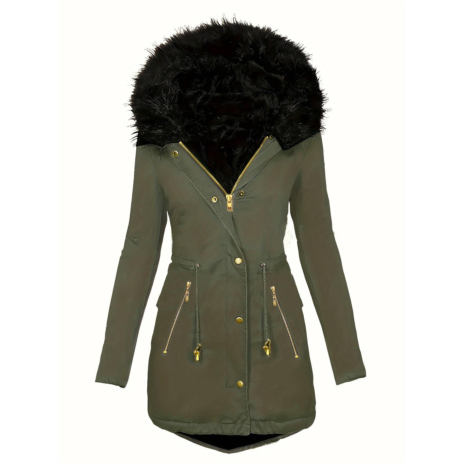 Mode Jacke Parka Damen Samt Parka Mantel Dick Warm Winter XXL dunkelgrüne von Joom DACH