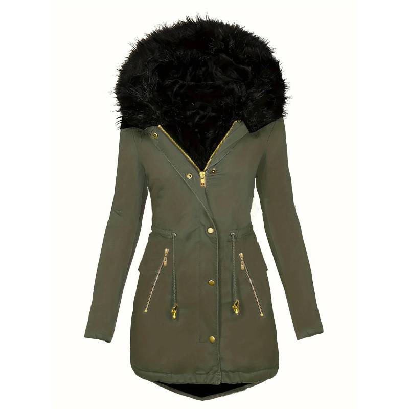 Mode Jacke Parka Damen Samt Parka Mantel Dick Warm Winter XXL dunkelgrüne von Joom DACH