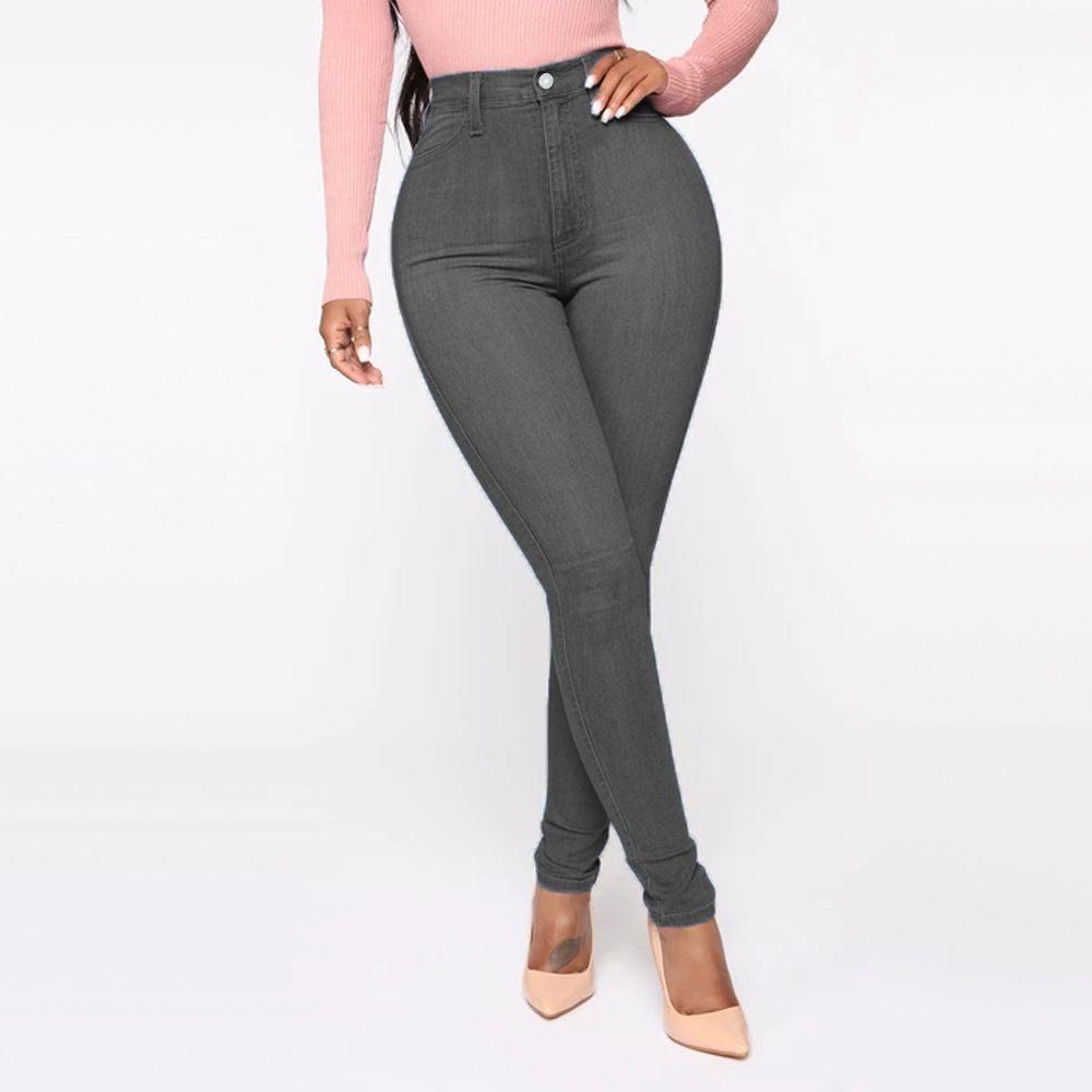 Mode Jeans Frauen Heben Hüfte Dünne Kleine Bein Hosen Elastische Große Größe Neun-minuten Hosen Vielseitig Helle Jeans S graue von Joom DACH