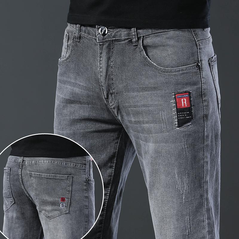 Mode Jeans Männer Gerade Grau Mittlere Taille Hosen Denim Hosen 29 von Joom DACH
