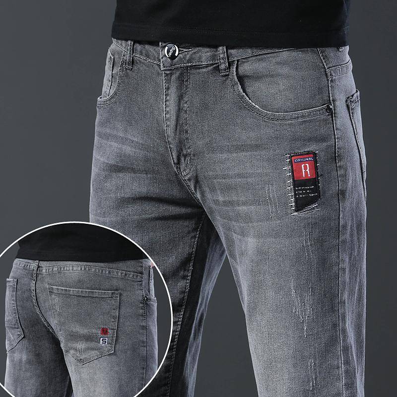 Mode Jeans Männer Gerade Grau Mittlere Taille Hosen Denim Hosen 29 von Joom DACH