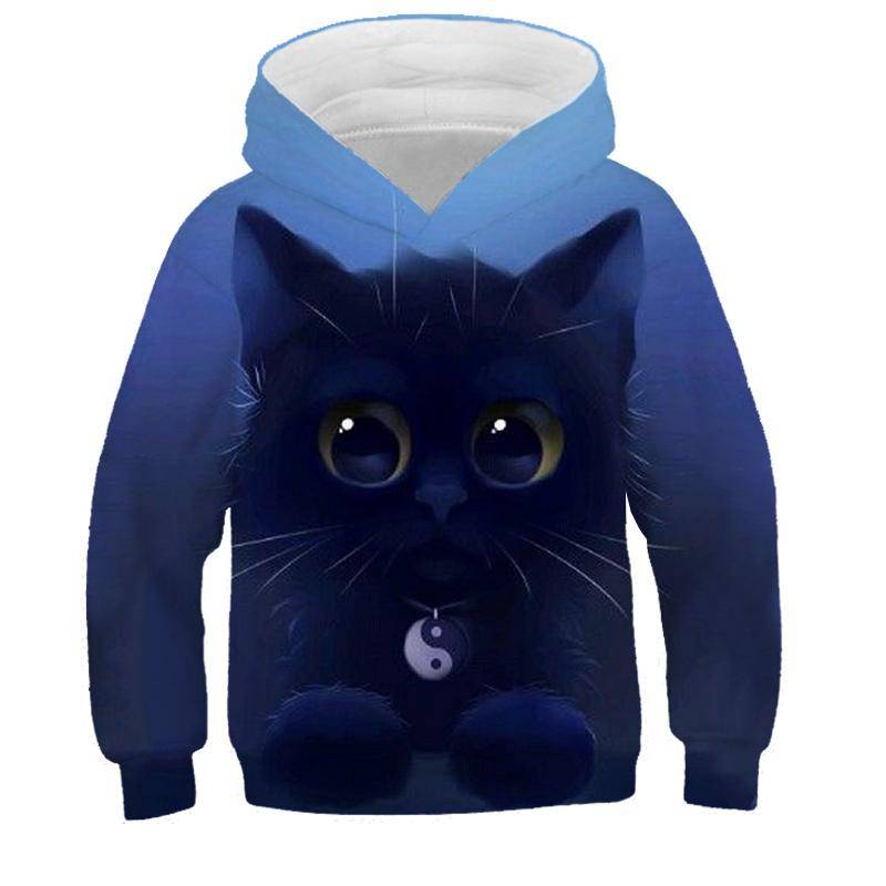 Mode Katze Hoodie Teen Mädchen Jungen 3D Gedruckt Hoodie Hoodie Kinder Hoodie Lose Pullover Herbst Kinder Kleidung Streetwear 160 von Joom DACH