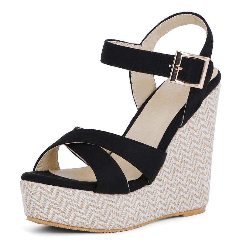 Mode Keil Sommer Sandalen Schuhe Für Frauen Mode Heels Gladiator Sandale Plattform Casual Party Schuhe Weibliche Flip-Flops Große Größe 44 45 schwarz von Joom DACH