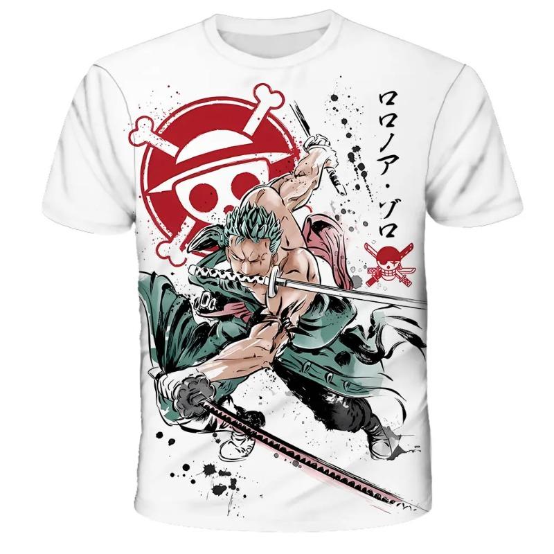 Mode Kid Anime One Piece Luffy T-Shirt Jungen Kleidung Kinder Jungen T-Shirt Kinder T-Shirt Sommer Kurzarm Tops Tees 6XL von Joom DACH