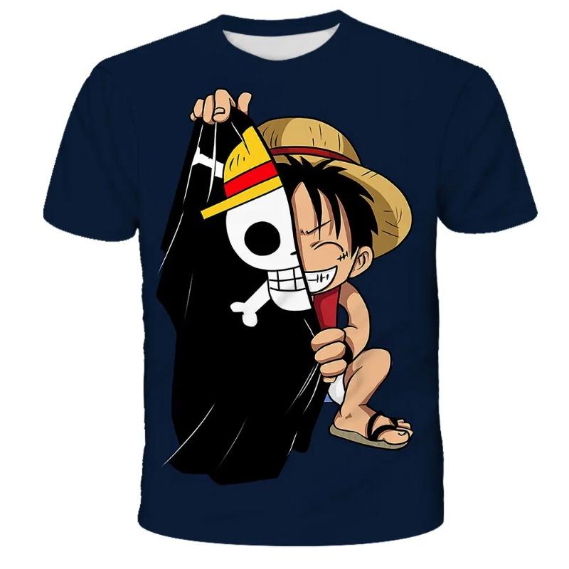 Mode Kid Anime One Piece Luffy T-Shirt Jungen Kleidung Kinder Jungen T-Shirt Kinder T-Shirt Sommer Kurzarm Tops Tees XL von Joom DACH