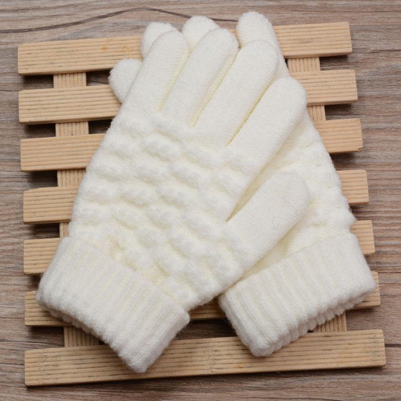 Mode Kinder Dick Gestrickte Handschuhe Warme Winter Kinder Stretch Fäustlinge Junge Mädchen Solide Guantes Split Finger Handschuhe weiß von Joom DACH