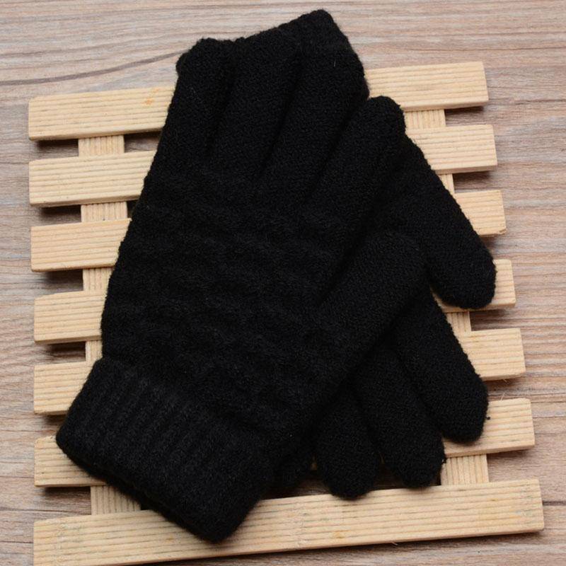 Mode Kinder Dick Gestrickte Handschuhe Warme Winter Kinder Stretch Fäustlinge Junge Mädchen Solide Guantes Split Finger Handschuhe schwarz von Joom DACH