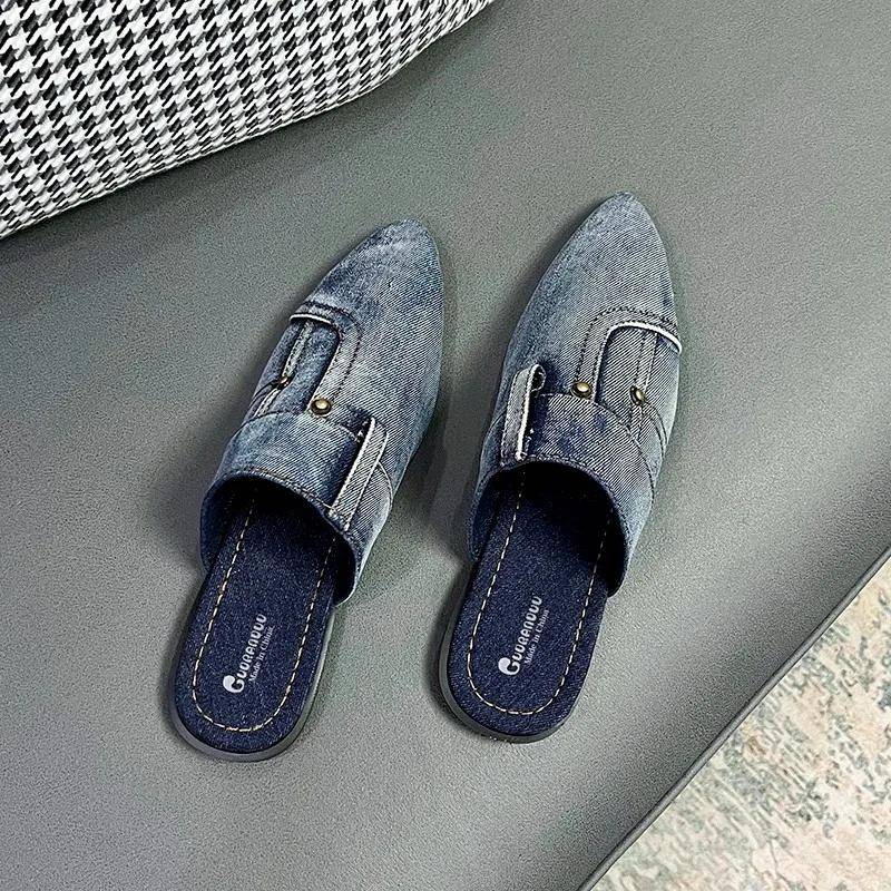 Mode-Klassiker spitz Weibliche Maultiere 2024 neue blaue Denim-Hausschuhe für Damen mit geschlossener Spitze Mode tragen draußen Damen Ein Wort ziehen 40 blau Mode-Klassiker spitz Weibliche Maultiere 2024 neue blaue Denim-Hausschuhe für Damen mit geschlossener Spitze Mode tragen draußen Damen Ein Wort ziehen 40 blau von Joom DACH