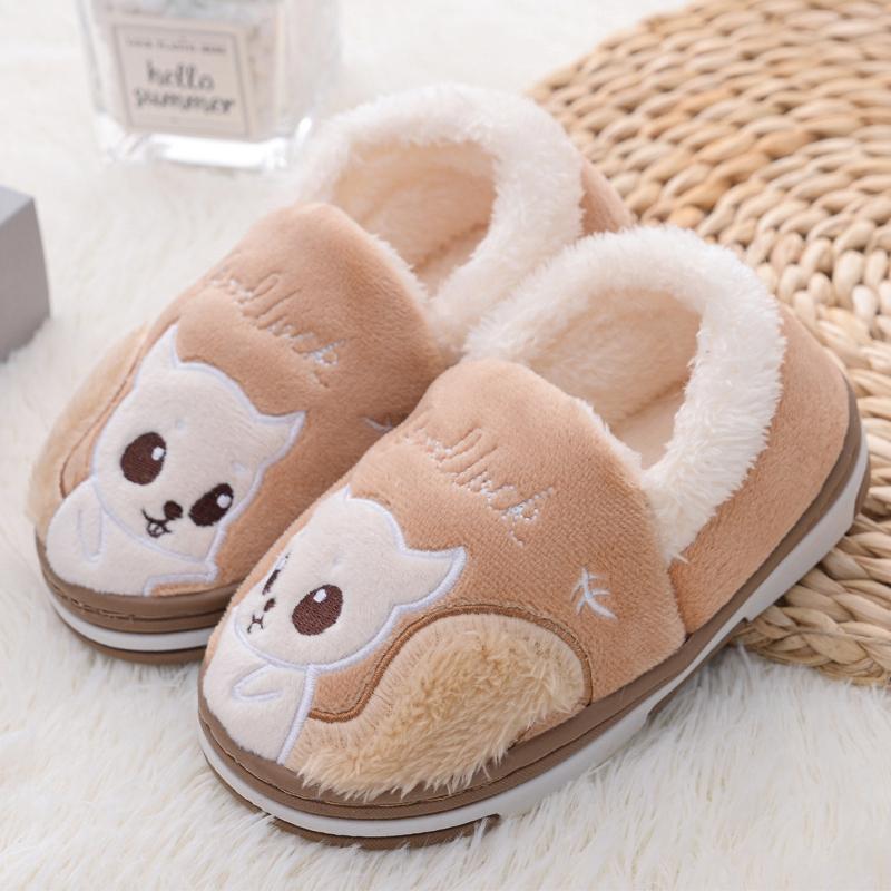 Mode Kleinkind Mädchen Hausschuhe Winter Warme Schuhe Casual Home Gear Baby Junge Anti-rutsch Sohle Faulenzer Cartoon Eichhörnchen Kinder Schuhe 24-25 khaki von Joom DACH