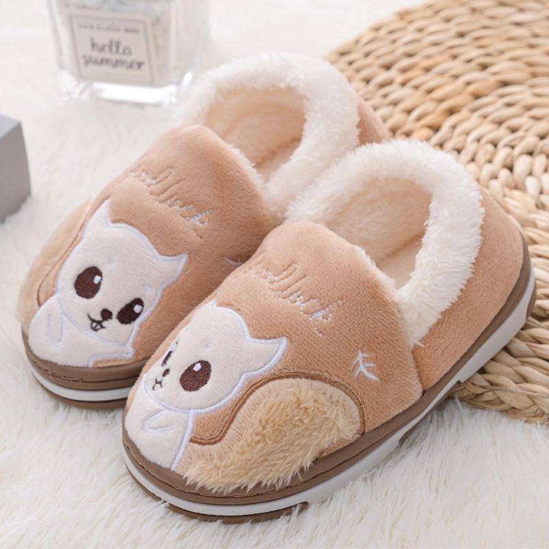 Mode Kleinkind Mädchen Hausschuhe Winter Warme Schuhe Casual Home Gear Baby Junge Anti-rutsch Sohle Faulenzer Cartoon Eichhörnchen Kinder Schuhe 24-25 khaki von Joom DACH