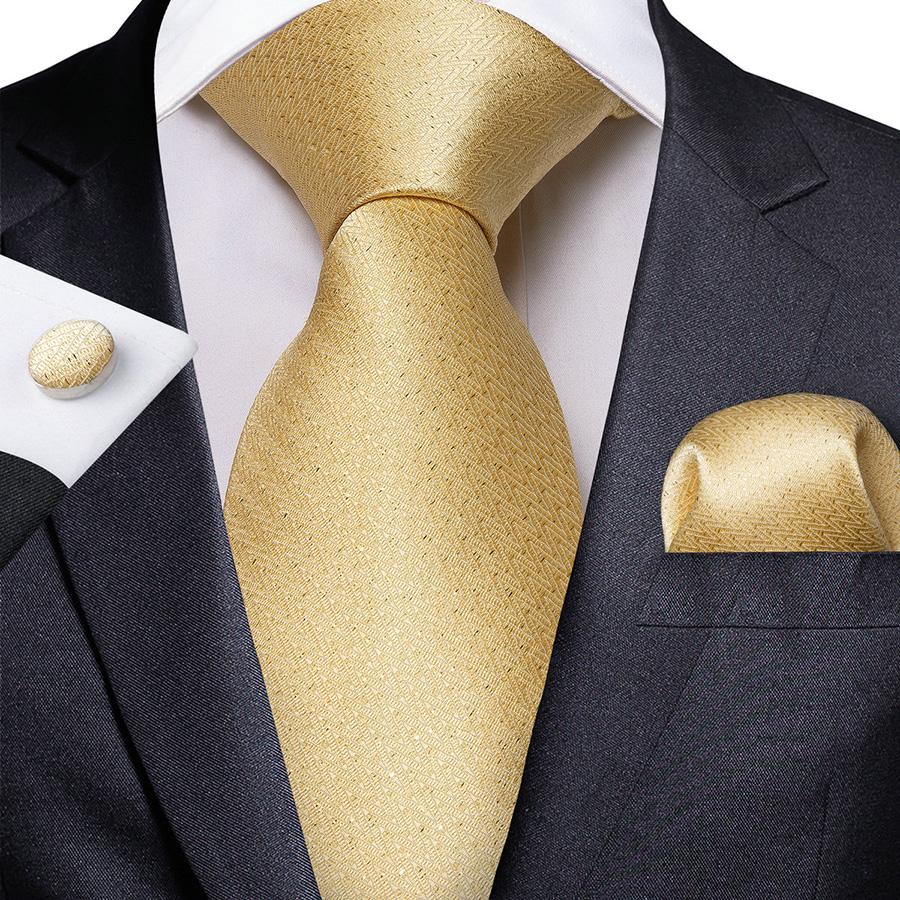 Mode-Krawatte für Herren, einfarbig, Hochzeitskrawatte, Seidenkrawatte, Taschentuch, Manschettenknöpfe für Business, Dibangu N-7024 von Joom DACH