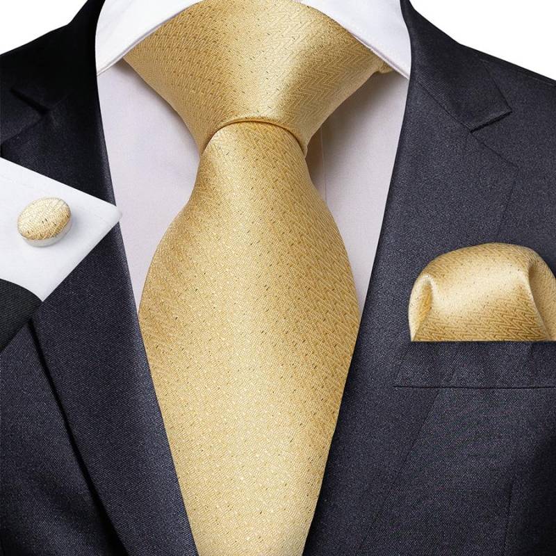 Mode-Krawatte für Herren, einfarbig, Hochzeitskrawatte, Seidenkrawatte, Taschentuch, Manschettenknöpfe für Business, Dibangu N-7024 von Joom DACH