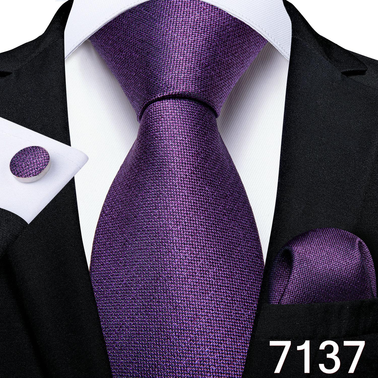 Mode-Krawatte für Herren, einfarbig, Hochzeitskrawatte, Seidenkrawatte, Taschentuch, Manschettenknöpfe für Business, Dibangu N-7137 von Joom DACH