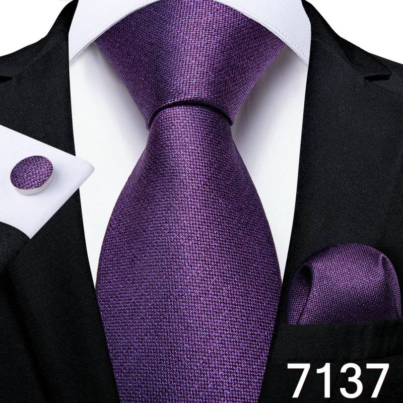 Mode-Krawatte für Herren, einfarbig, Hochzeitskrawatte, Seidenkrawatte, Taschentuch, Manschettenknöpfe für Business, Dibangu N-7137 von Joom DACH