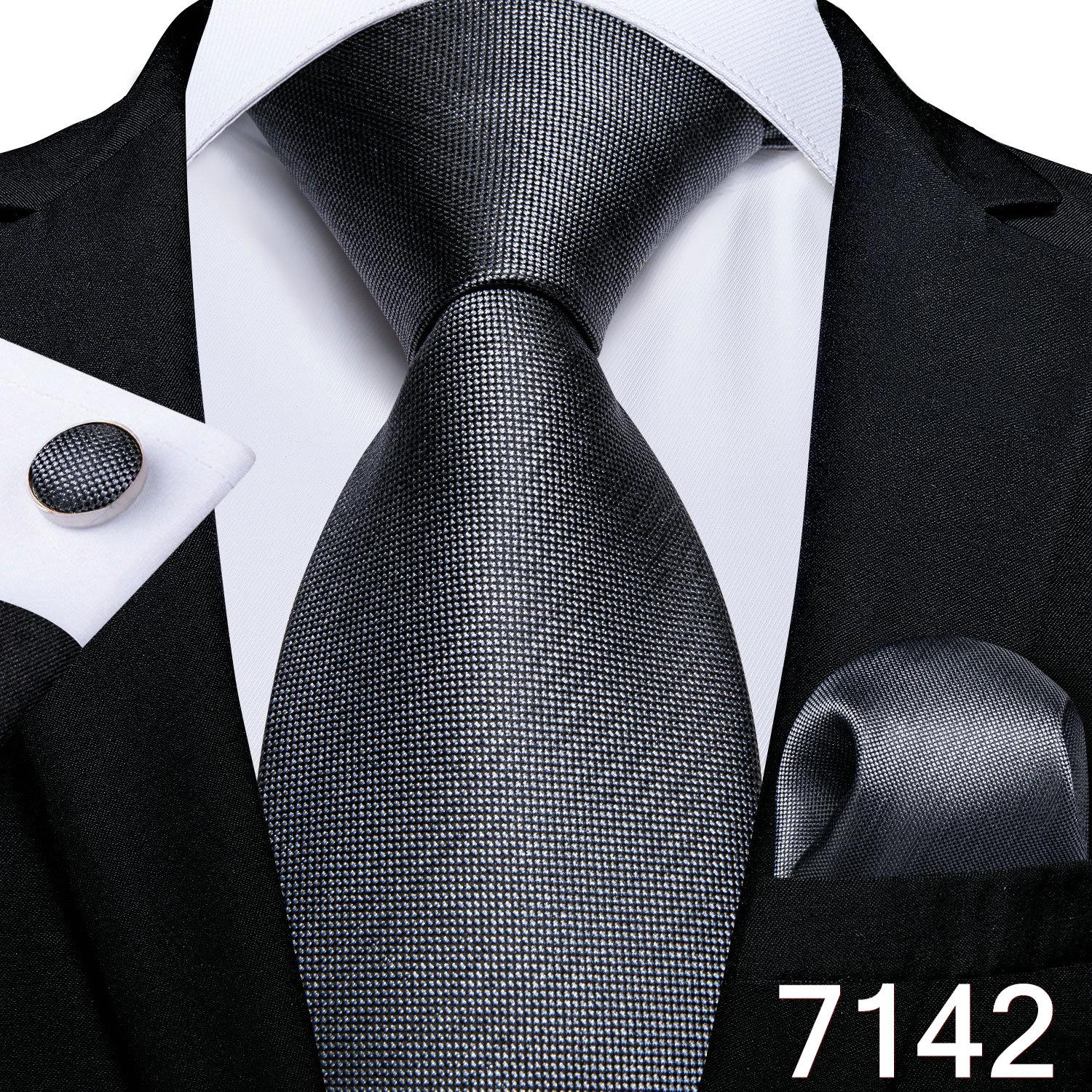 Mode-Krawatte für Herren, einfarbig, Hochzeitskrawatte, Seidenkrawatte, Taschentuch, Manschettenknöpfe für Business, Dibangu N-7142 von Joom DACH