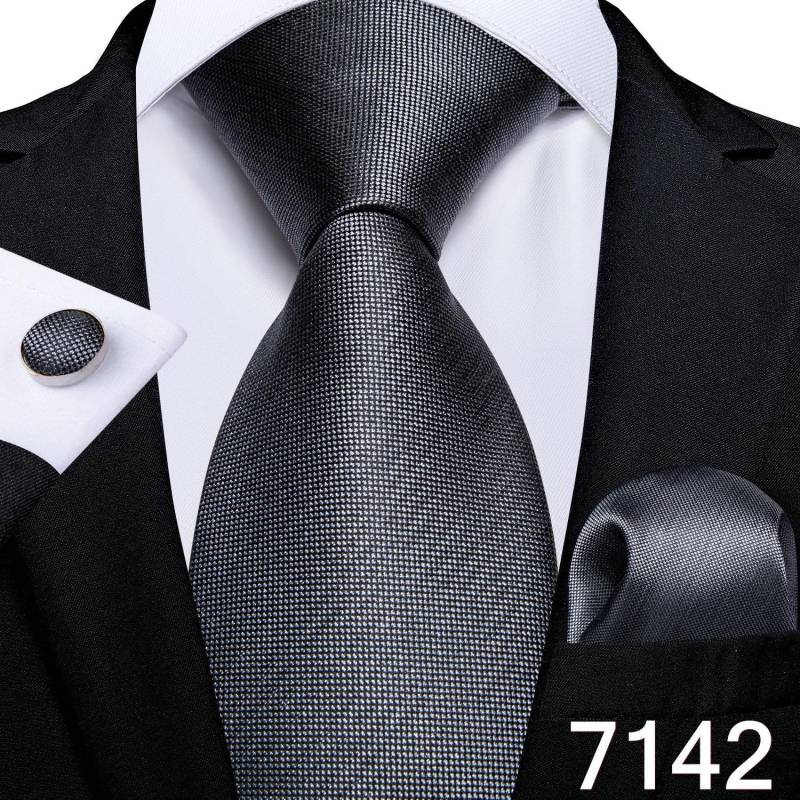 Mode-Krawatte für Herren, einfarbig, Hochzeitskrawatte, Seidenkrawatte, Taschentuch, Manschettenknöpfe für Business, Dibangu N-7142 von Joom DACH