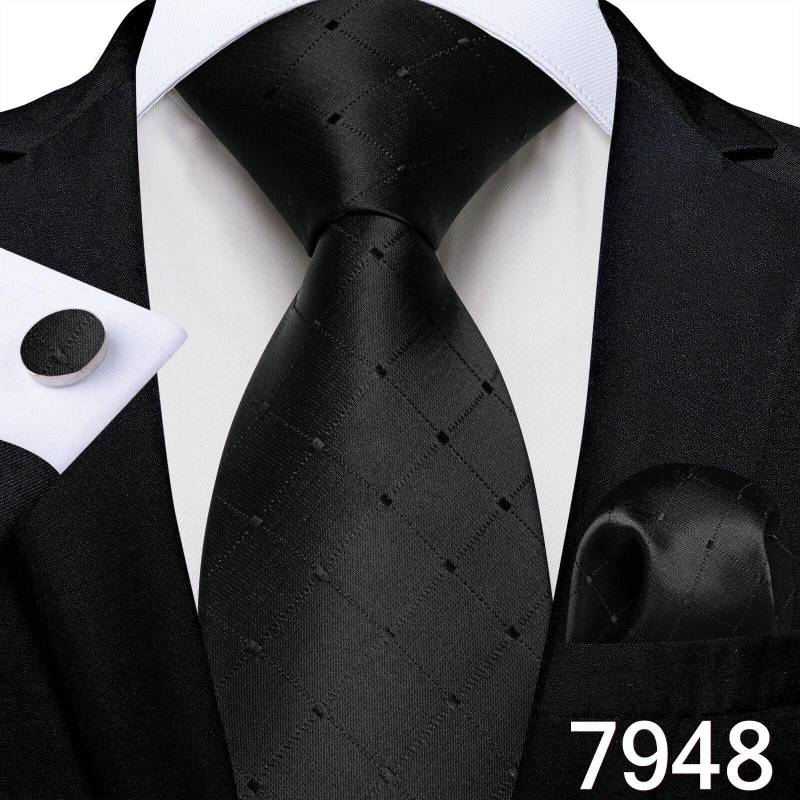Mode-Krawatte für Herren, einfarbig, Hochzeitskrawatte, Seidenkrawatte, Taschentuch, Manschettenknöpfe für Business, Dibangu N-7948 von Joom DACH