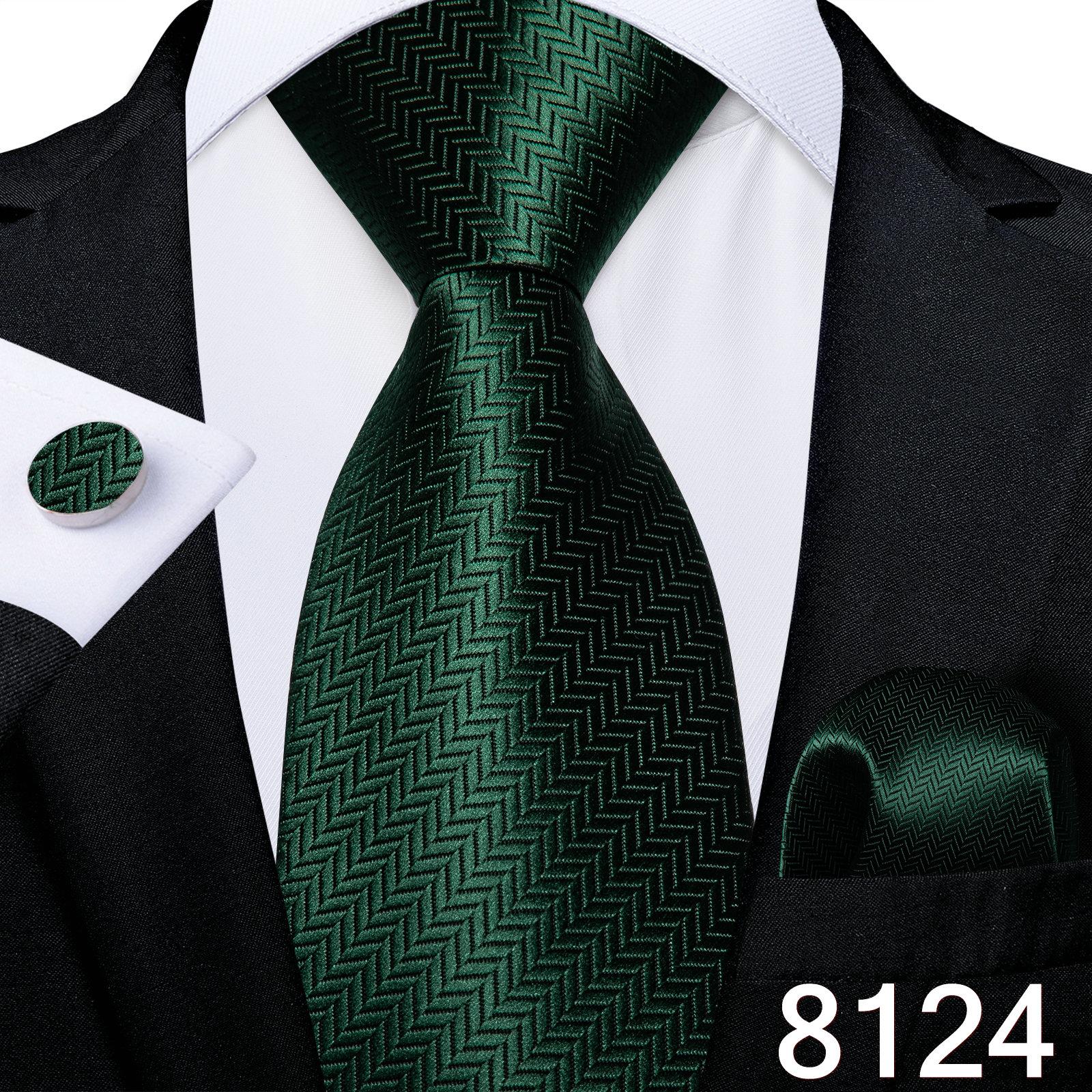 Mode-Krawatte für Herren, einfarbig, Hochzeitskrawatte, Seidenkrawatte, Taschentuch, Manschettenknöpfe für Business, Dibangu N-8124 von Joom DACH