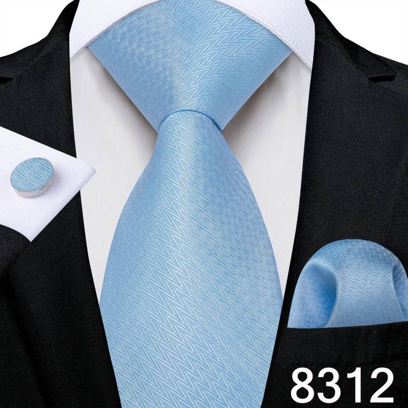 Mode-Krawatte für Herren, einfarbig, Hochzeitskrawatte, Seidenkrawatte, Taschentuch, Manschettenknöpfe für Business, Dibangu N-8312 von Joom DACH